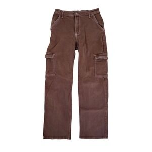 Hollister Ultra High-Rise Dad Jeans Brown Cargo Utility Straight Leg 13R W31 L31